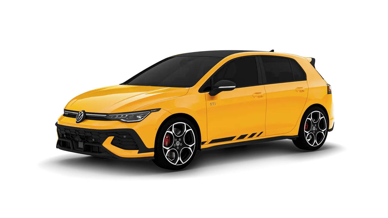 XPEL Yellow Color PPF kaplı hatchback otomobil, önden çeyrek görünüm